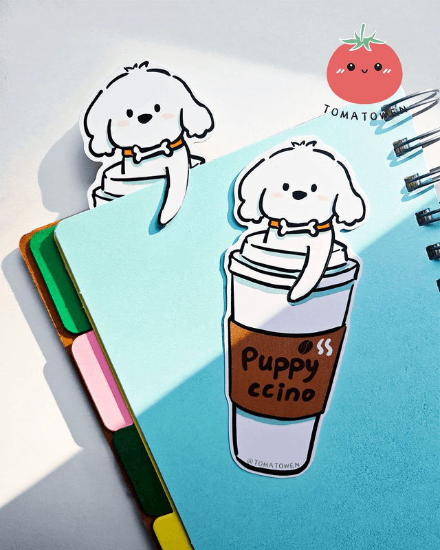 Bookmark: Puppyccino coffee white dog