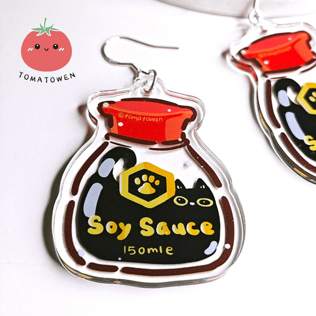 s925 Silver Acrylic Earrings: Soy sauce Kola