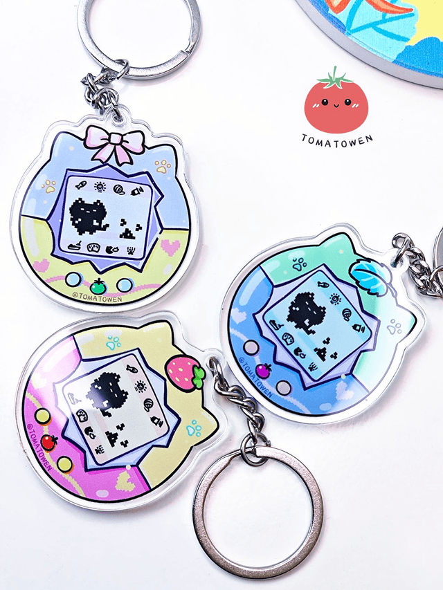 Keychain: Tamagotchi cat (3 colors)
