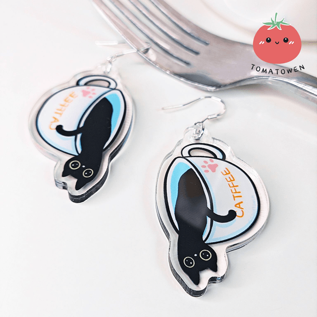 s925 Silver Acrylic Earrings: Pouring coffee Kola