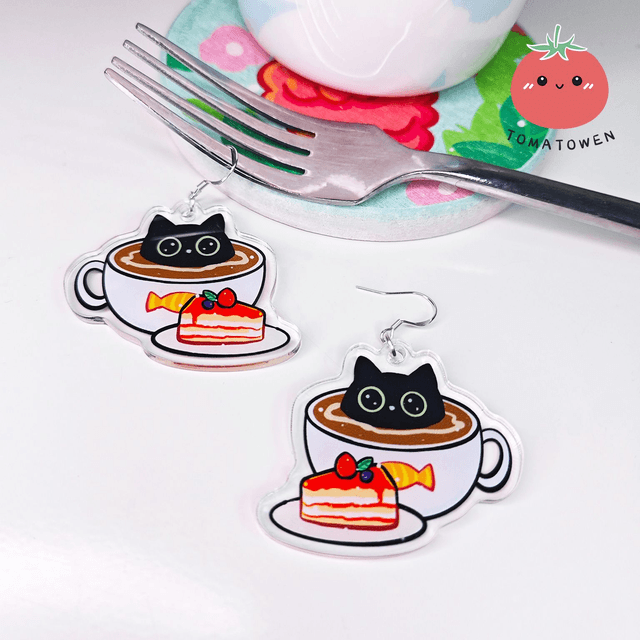 s925 Silver Acrylic Earrings: Coffee & Cake Kola