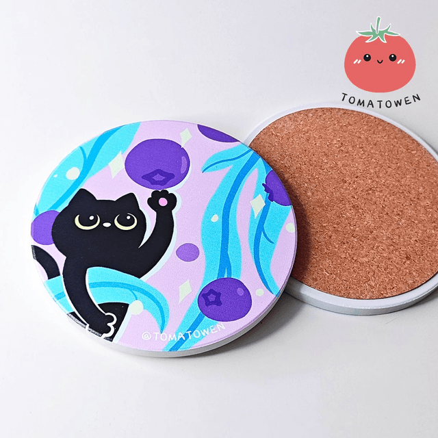 Coaster: Blueberry Black Cat