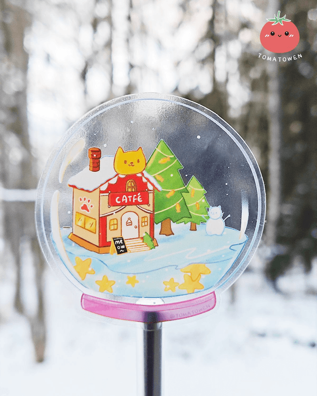 Transparent sticker: Glass ball cat cafe